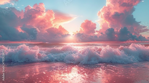 Seaside Serenade: Pink Sky and Azure Waters Dance in Nature's Ballet