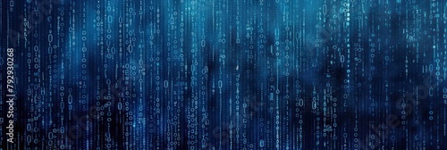 Futuristic Blue Binary Code Data Stream on Computer Monitor for Background