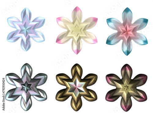 3d shiny colorful floral star stickers 25