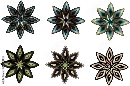 3d shiny colorful floral star stickers 19 photo