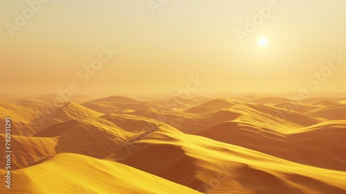 Golden Desert Dunes at Sunset - Tranquil Sandy Landscape