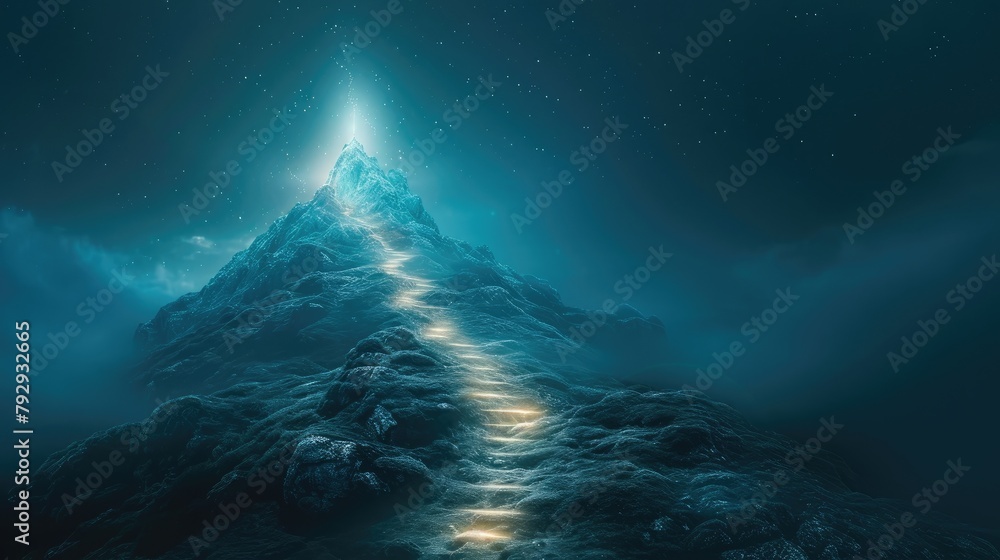 Path of Prosperity: Glowing Trail on Mountain