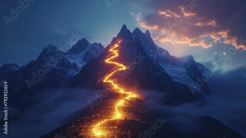 Radiant Route to Success: Mountain Ascent