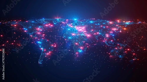 World map with dots in futuristic style, with communication concept