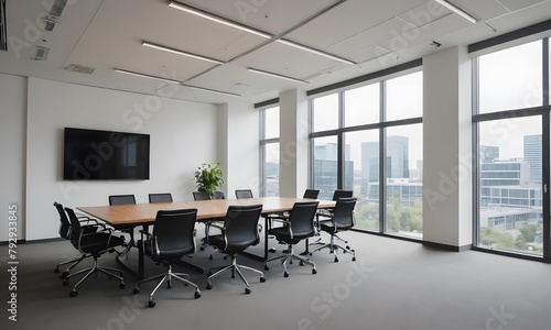 Empty office open space interior. Business conference company background