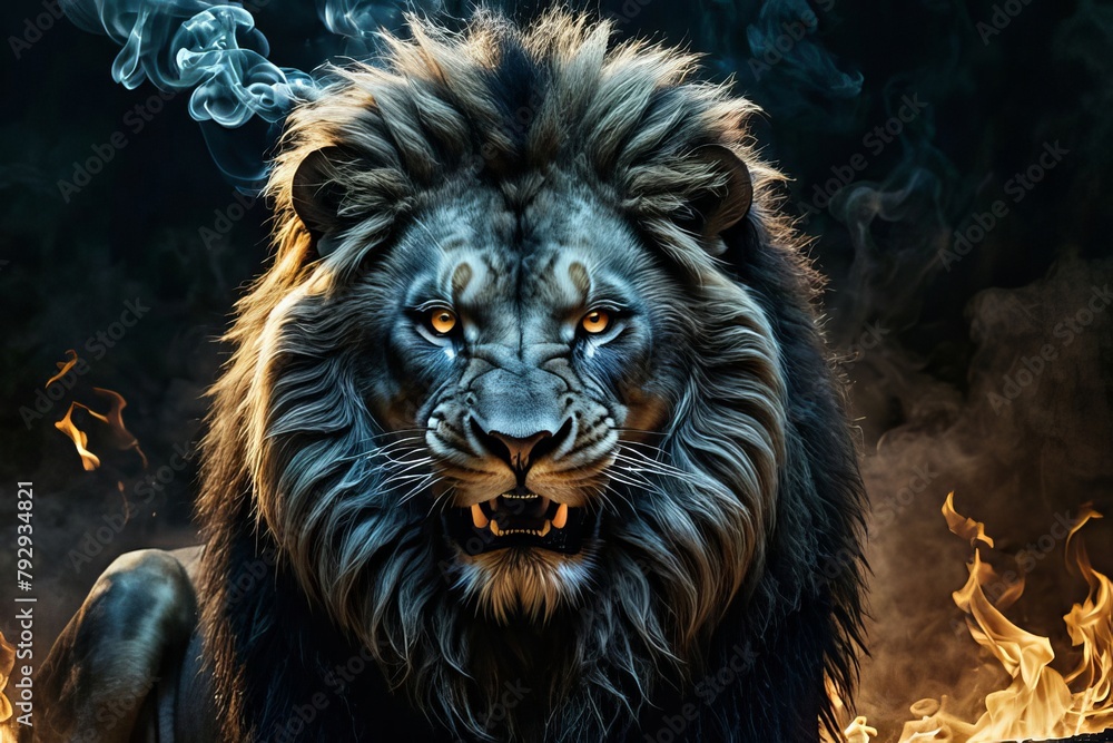 Fototapeta premium lion head with background content created with generative AI software