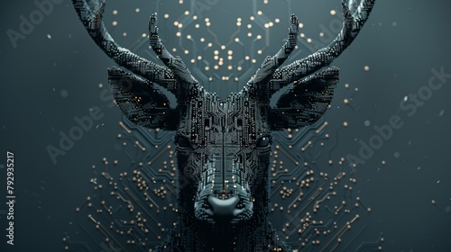 Concept for powerful technology based on the shape of the deer head combined with the electronic board photo
