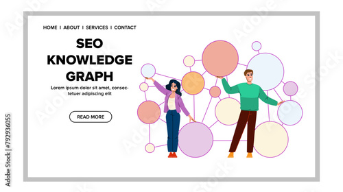 google seo knowledge graph vector. search engine, optimization semantic, data structured google seo knowledge graph web flat cartoon illustration