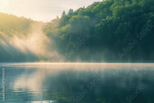 Tranquil Dawn  Misty Lake s Awakening