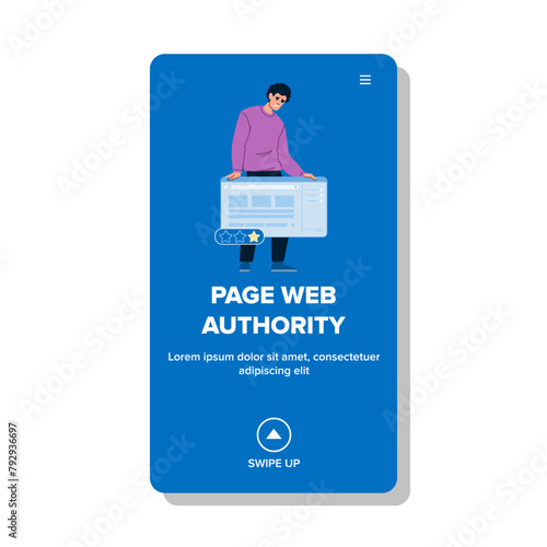 ranking page web authority vector. backlinks content, trustworthiness credibility, links reputation ranking page web authority web flat cartoon illustration