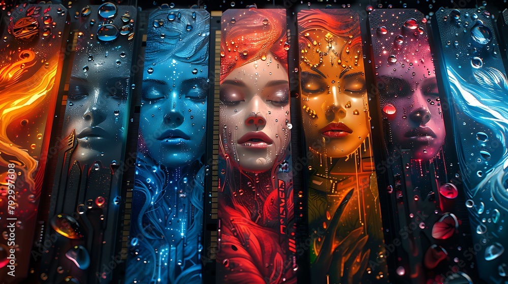 A digital gallery showcasing a series of graphic cards that have been ...