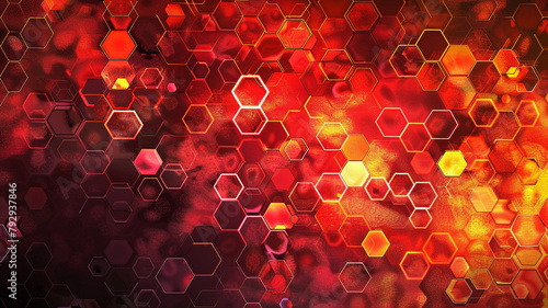 A fiery digital hexagon background, with hexagons in shades of red, orange, and yellow, creating the appearance of a dynamic, burning inferno.