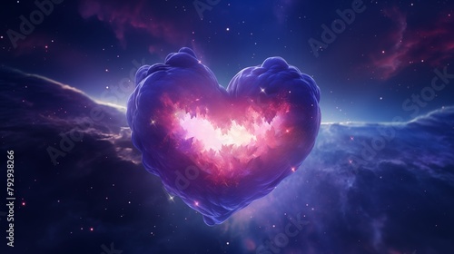 Heart In Indigo Cosmic Sky For Valentine's Day. © hamad
