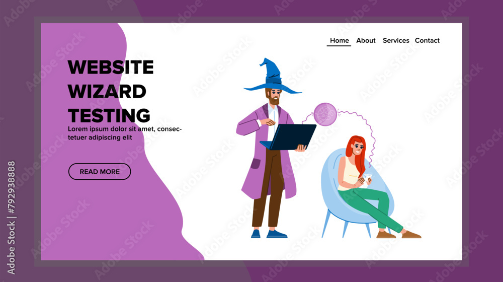 optimization website wizard testing vector. performance functionality ...