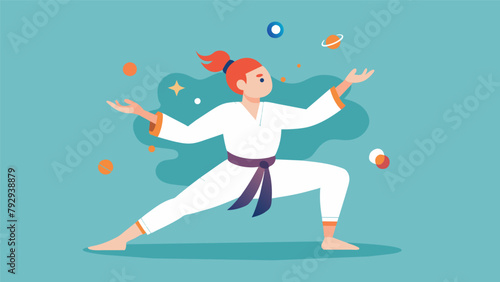 An artistic representation of a person performing a kata with a discussion of how the rhythmic movements and controlled breathing can help