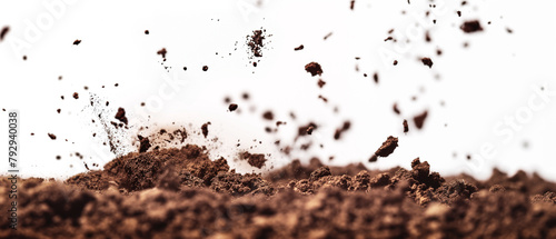 Dirt and soil particles billow up into the air.