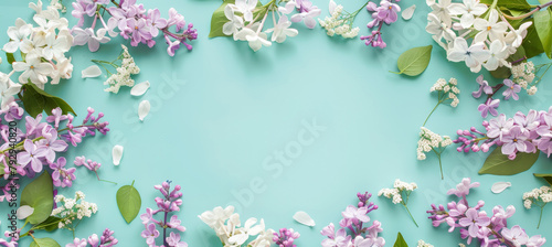 Minimalist Flower Circle on Turquoise Background