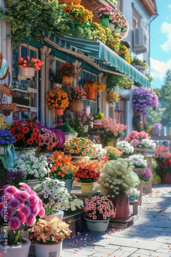 colorful blooms arrangement in quaint flower shopcharming decor