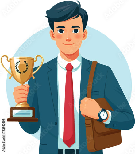 illustration of a student who became a champion because of his achievements