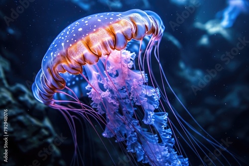 the underwater elegance of a jellyfish's skeletal composition, a testament to the wonders of marine life. photo