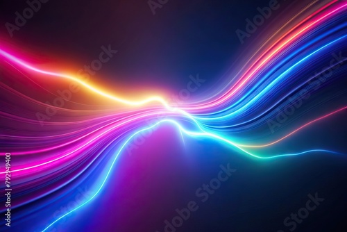 Abstract illustration wallpaper with neon lights and colors. Generative AI © Fernando