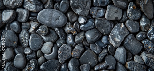 Wallpaper Mural KSTop view of grey pebbles background flat lay copy spac Torontodigital.ca