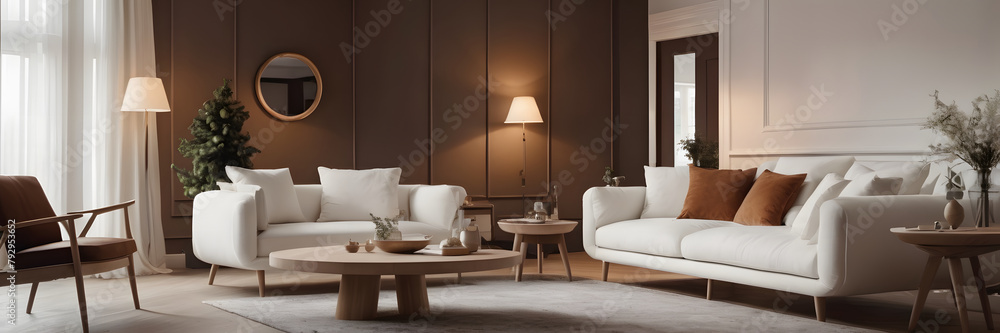 Fototapeta premium A Snapshot of Magnificent Interior Elegance and Comfort with Furniture and a Breathtaking Design