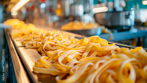pasta in the factory industry. selective focus.