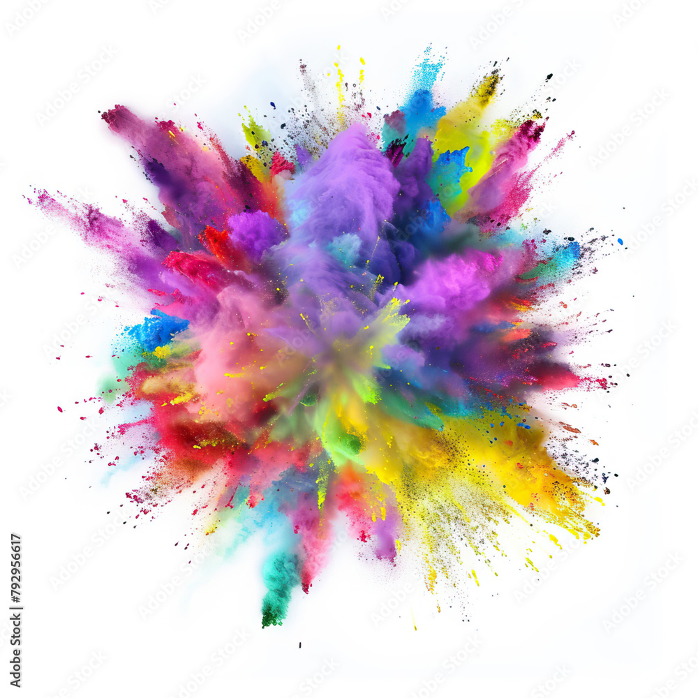 Explosion of colorful paint on a white background
