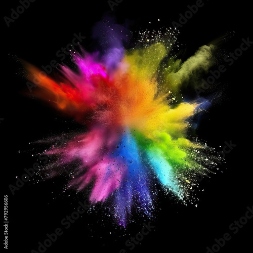 Explosion of colorful paint on a black background 