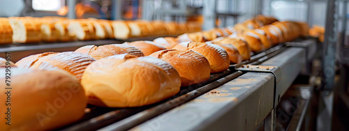 bread in the factory industry. selective focus.