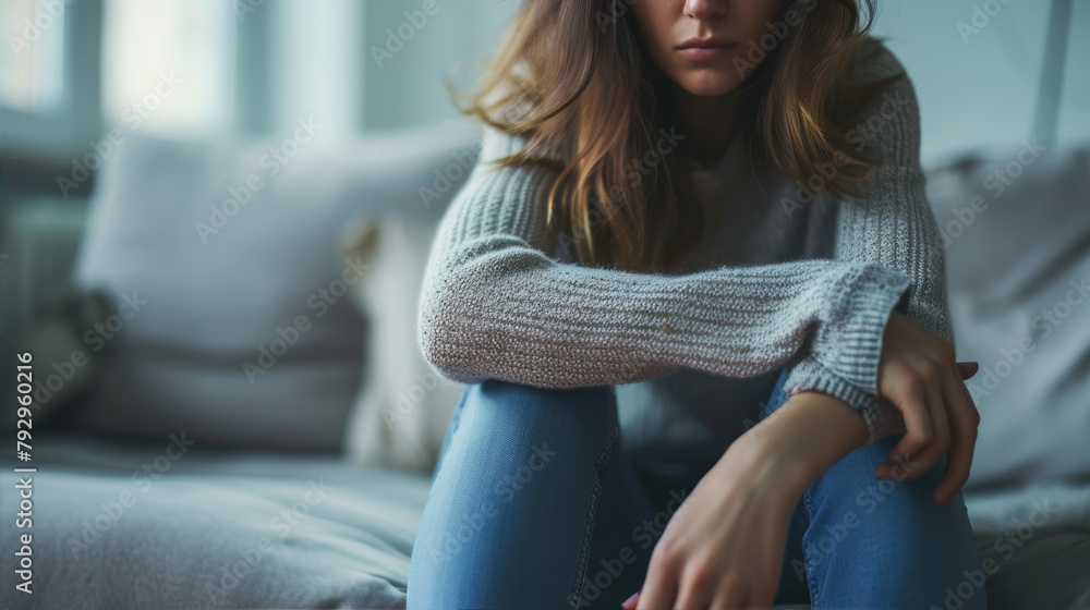 sad woman sitting on the sofa
sad woman sitting on the sofa