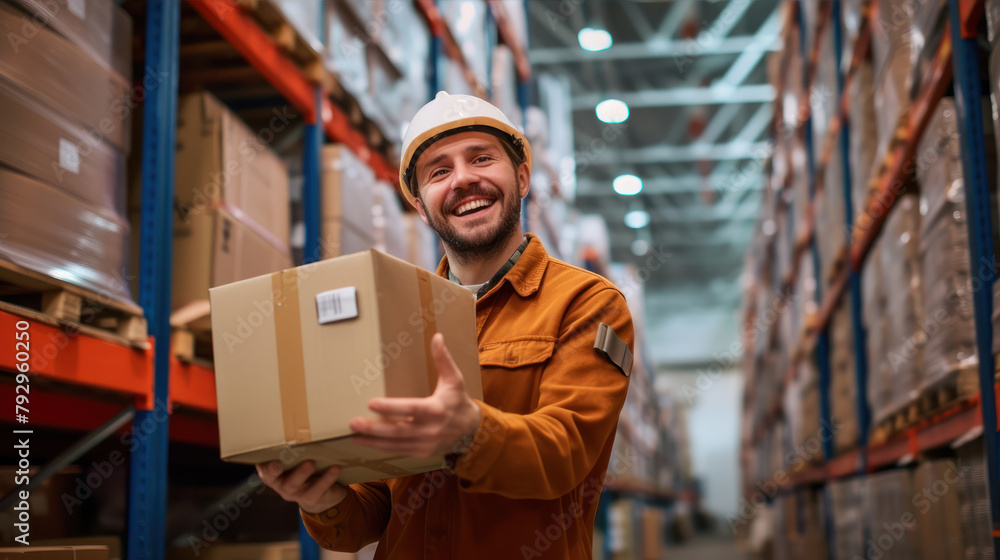 worker in warehouse with forklift worker in warehouse with forklift