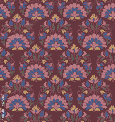 Indian hand block print pattern seamless vector

