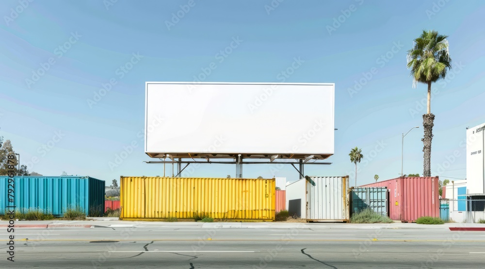 Obraz premium Large blank billboard on a street. Mockup for advertising banners or design.