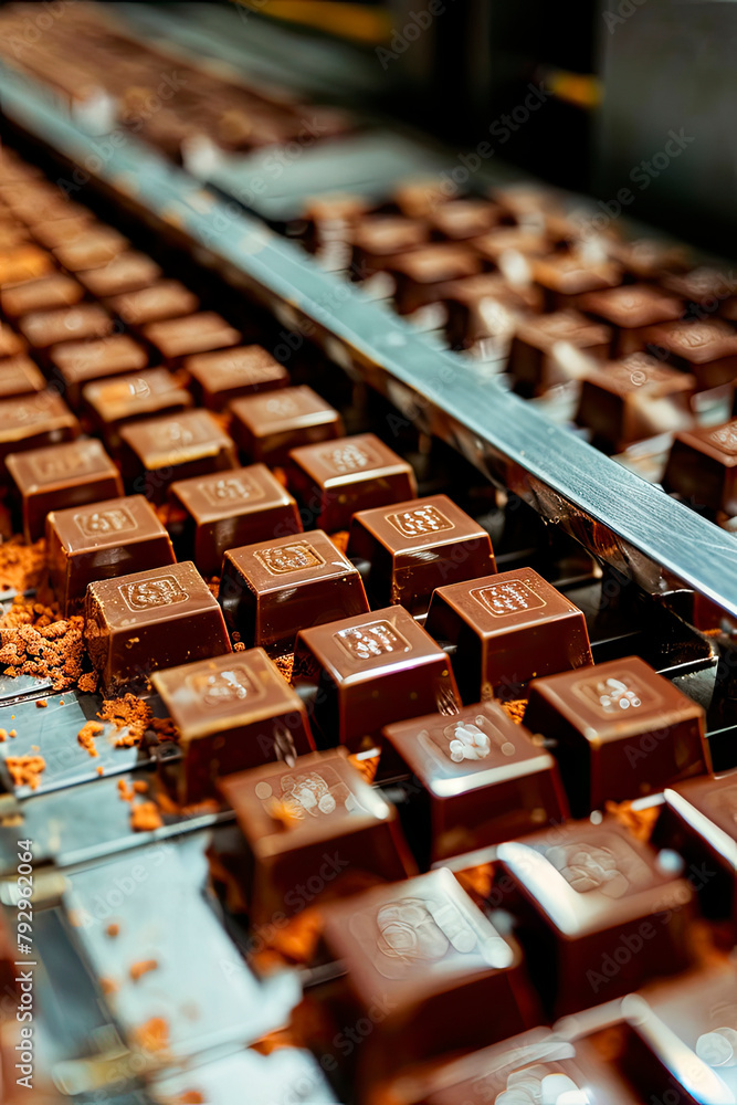 chocolate candies in the factory industry. Selective focus. chocolate candies in the factory industry. Selective focus.