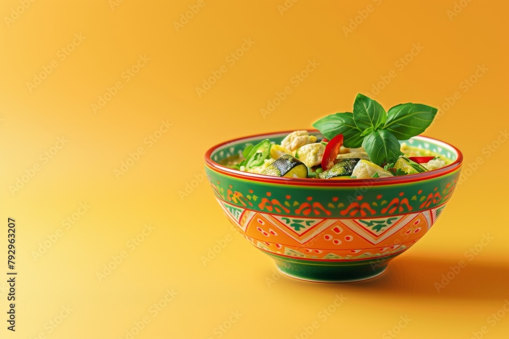 isolate green curry chicken on background isolate green curry chicken on background