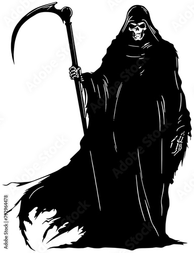 silhouette of a grim reaper holding a scythe