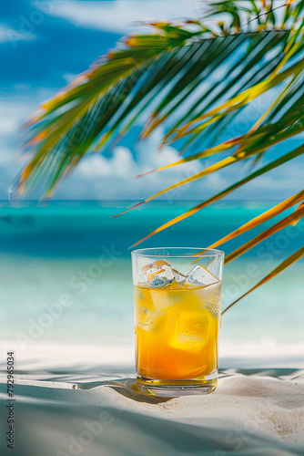 beautiful cocktail against the backdrop of the sea. Selective focus.