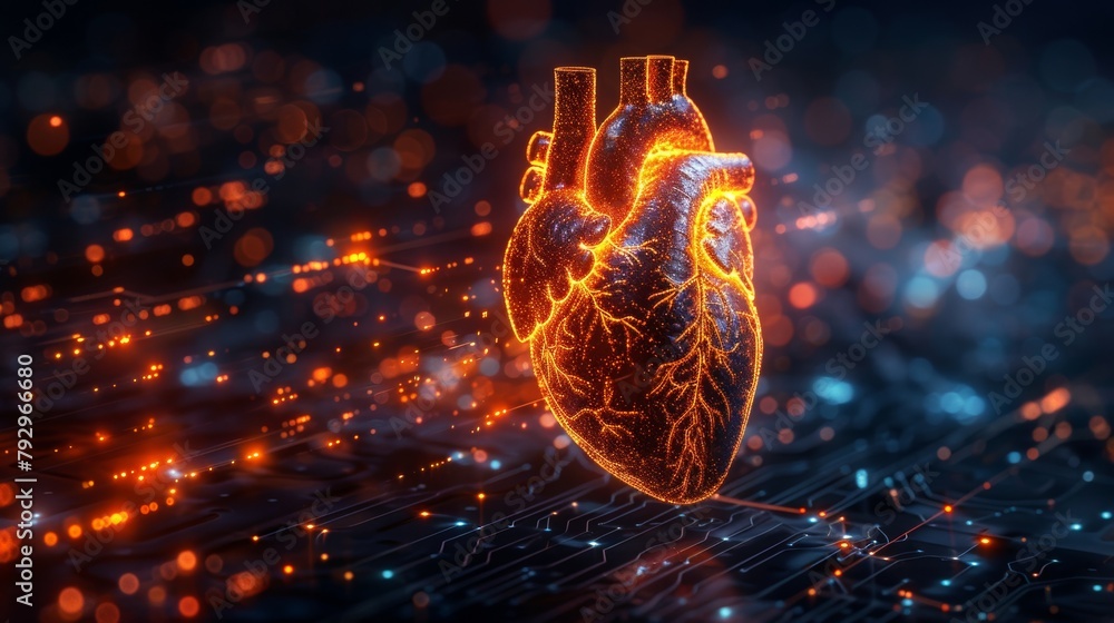 Graphical representation of a heart and pulse wave shape combined with ...