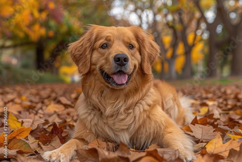 Golden retriever puppy in park. Created with Ai