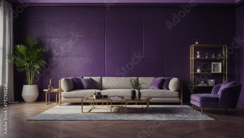 Purple Room Interior, Gathering Space Layout, Unoccupied Purple Wall