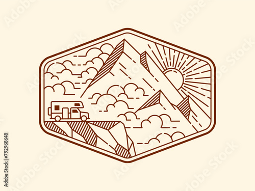 beautiful nature line art vector template