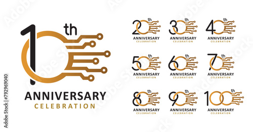 set of anniversary technology number design
