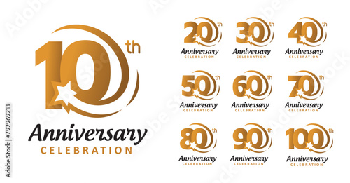set of anniversary gold star number design