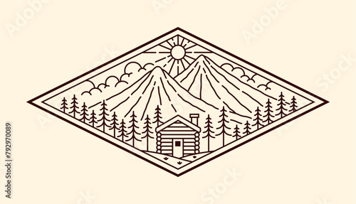 nature landscape line art vector template