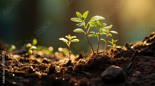 Green seedling illustrating concept of new life and growing up from seed photo