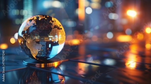Futuristic Global Connectivity Concept with Illuminated Globe