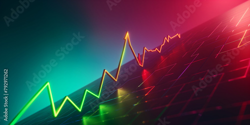 Schöne bunte Neon Farben aus Linien und Grafiken des Börsenhandels für Website als Hintergrundmotiv und Druckvorlage, ai generativ