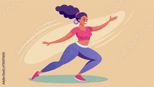 A woman confidently rocks a designer crop top and leggings while participating in a highintensity spinning class oozing style and determination..